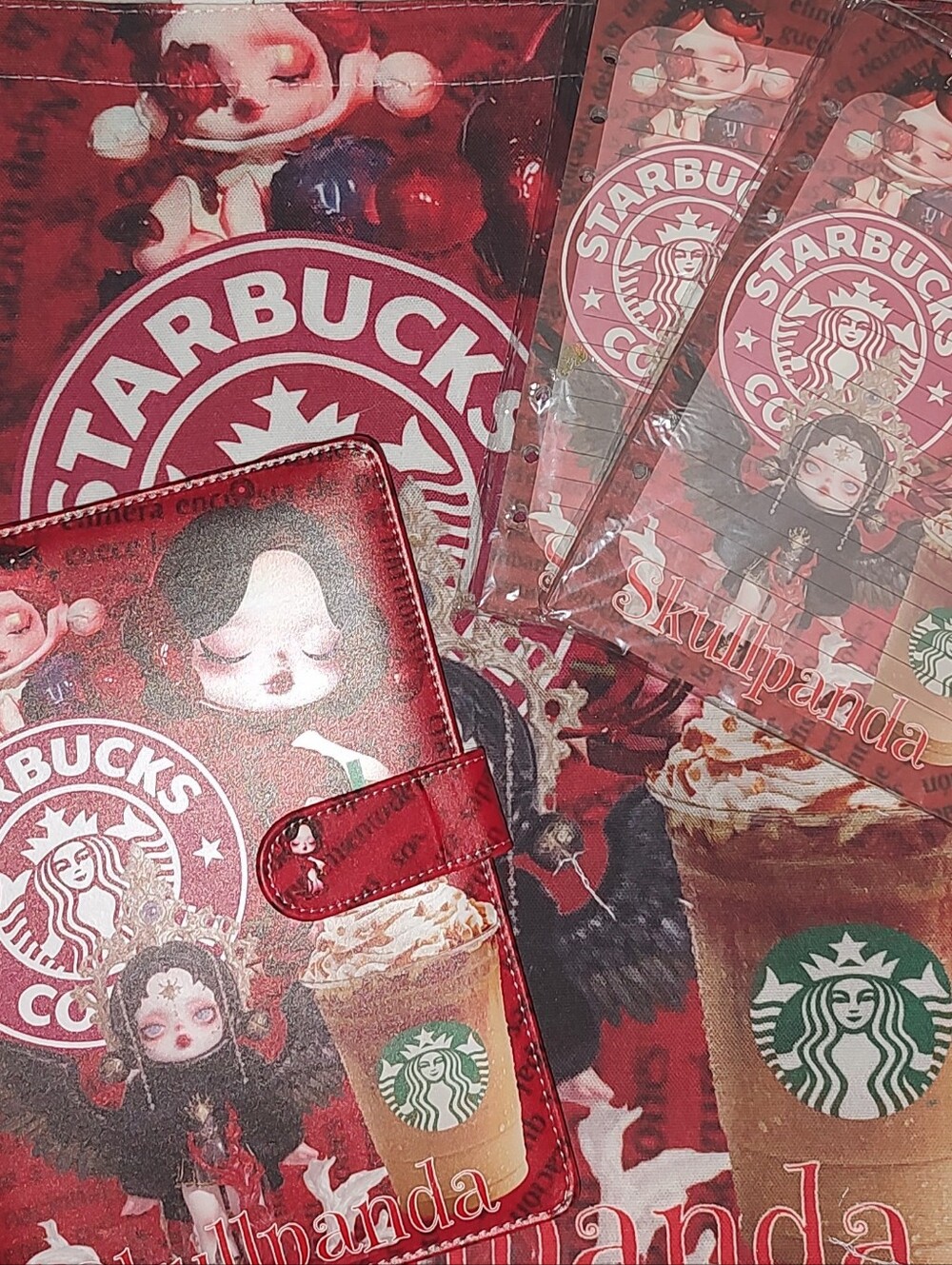 New! Starbucks/Skullpanda Graphic Notebook/ Paper/ Canvas Tote Bag